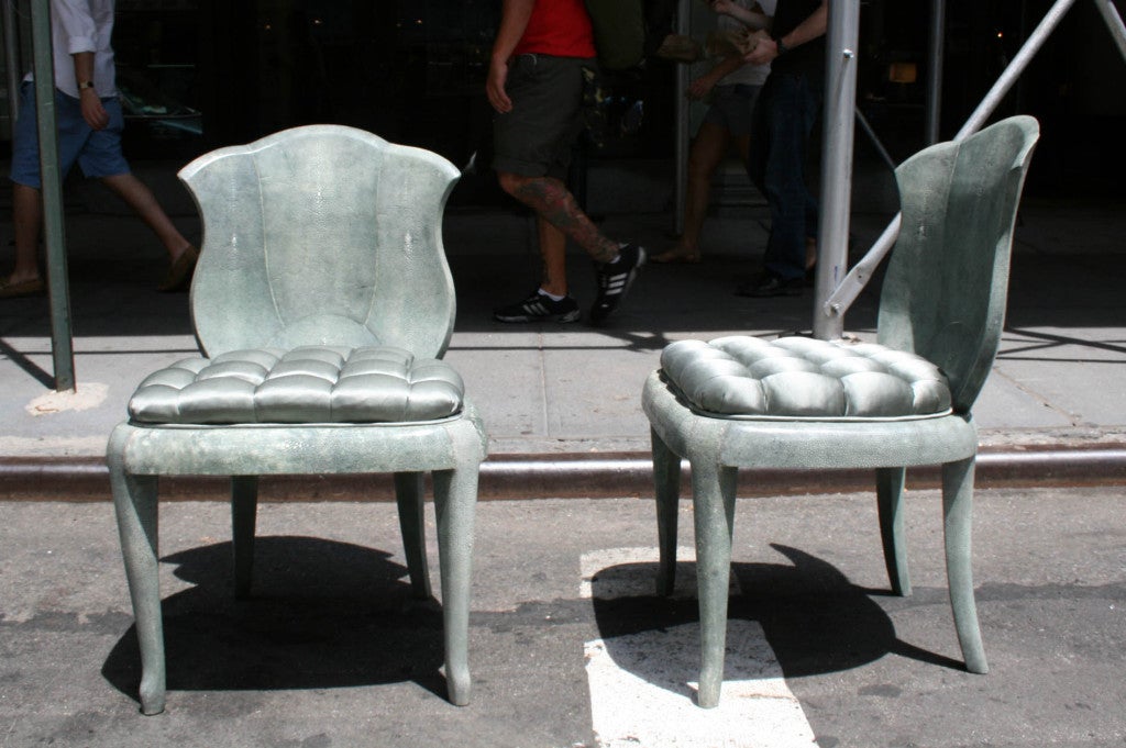 Mid-20th Century Pair of Shagreen Chairs in the Manner of Andre Groult, France