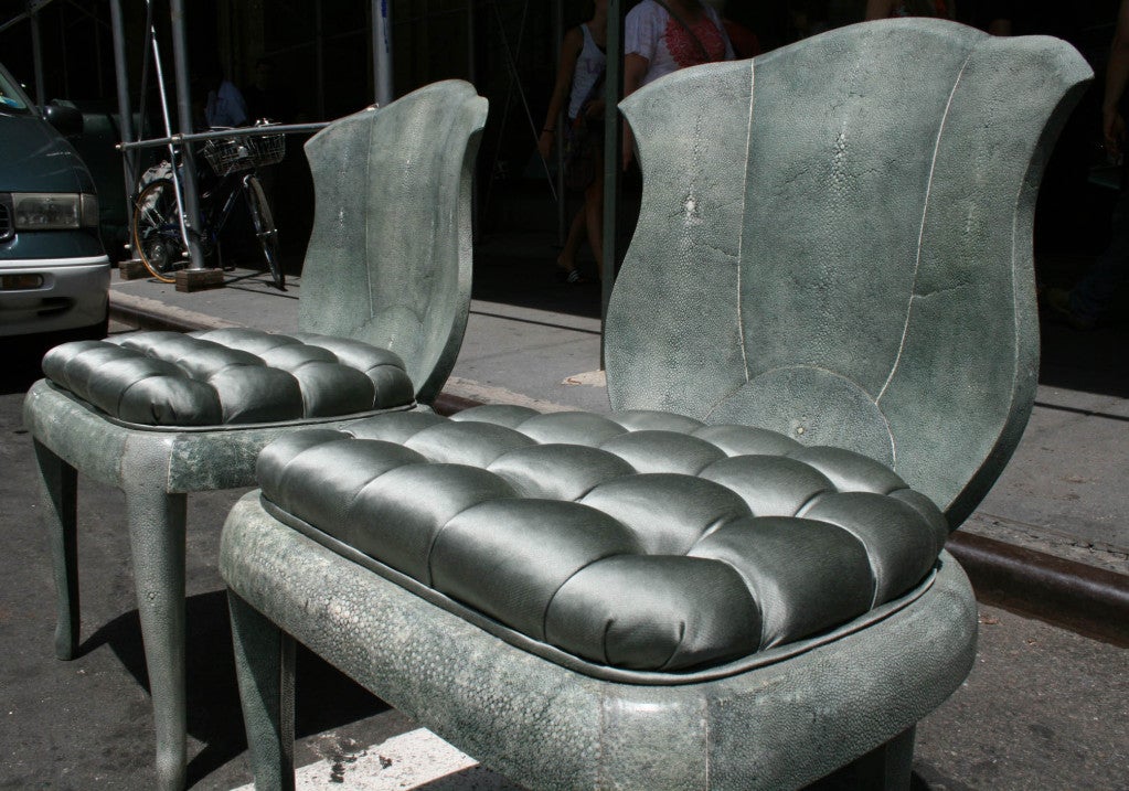 Pair of Shagreen Chairs in the Manner of Andre Groult, France 1