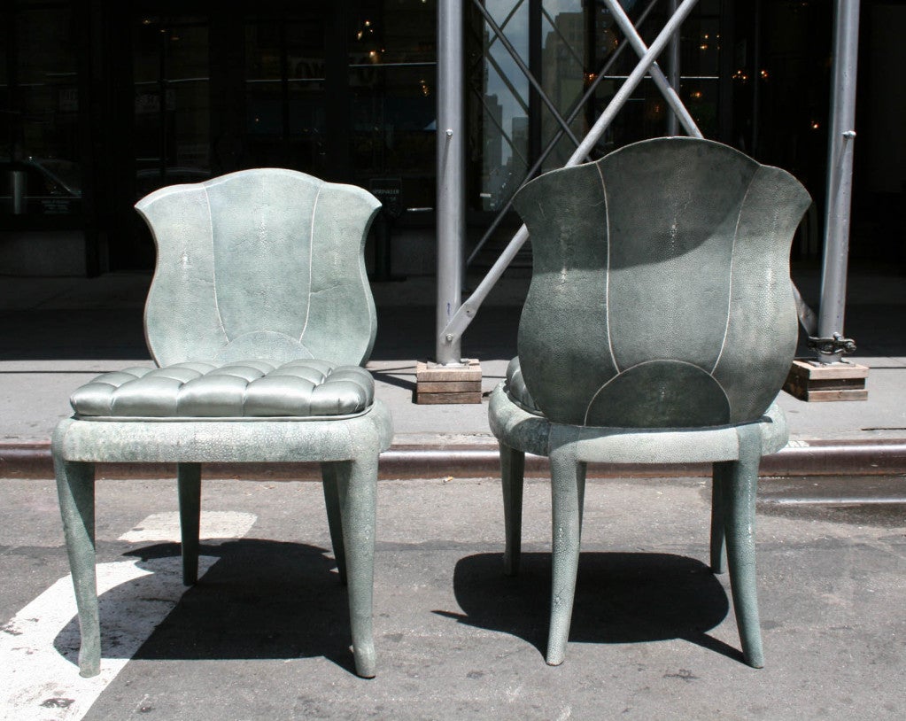 Pair of Shagreen Chairs in the Manner of Andre Groult, France 3