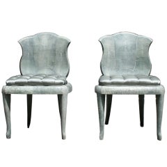 Pair of Shagreen Chairs in the Manner of Andre Groult, France