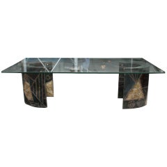 A Welded Steel Double Pedestal Dining Table by Paul Evans