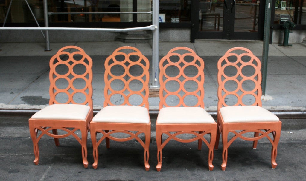 A Set of Four Lacquered Loop Back Chairs by Frances Elkins 1