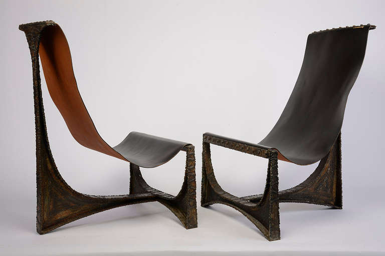 Pair of Paul Evans Studio Welded Steel Sling Chairs, USA 1965 In Excellent Condition In New York, NY