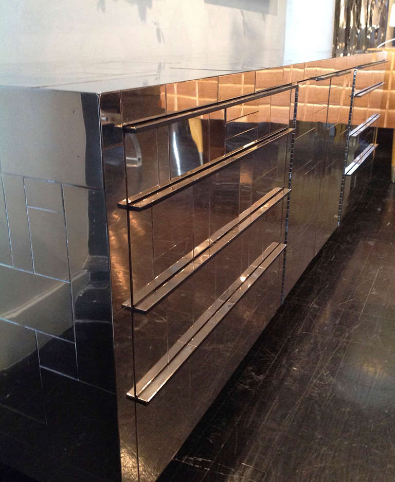 Chrome Patchwork Cityscape Console by Paul Evans, USA, 1970