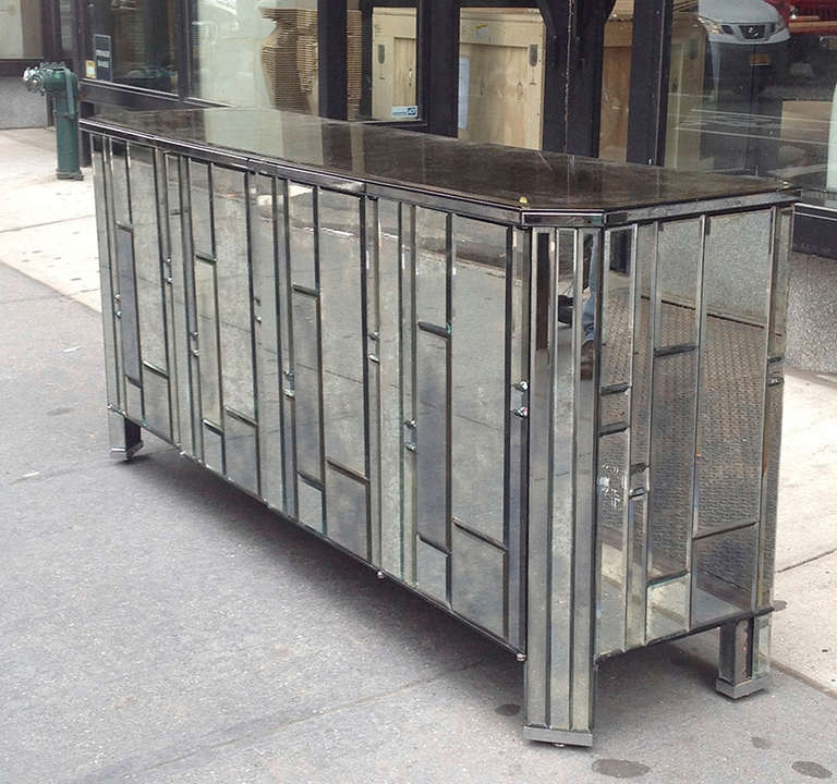 American Billy Baldwin Smoke Mirrored Credenza, USA, circa 1970