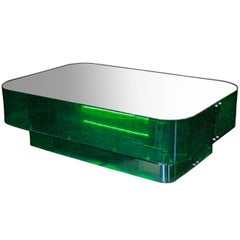 Electrified Plexiglas and Mirrored Glass Low Table by Ron Ferri