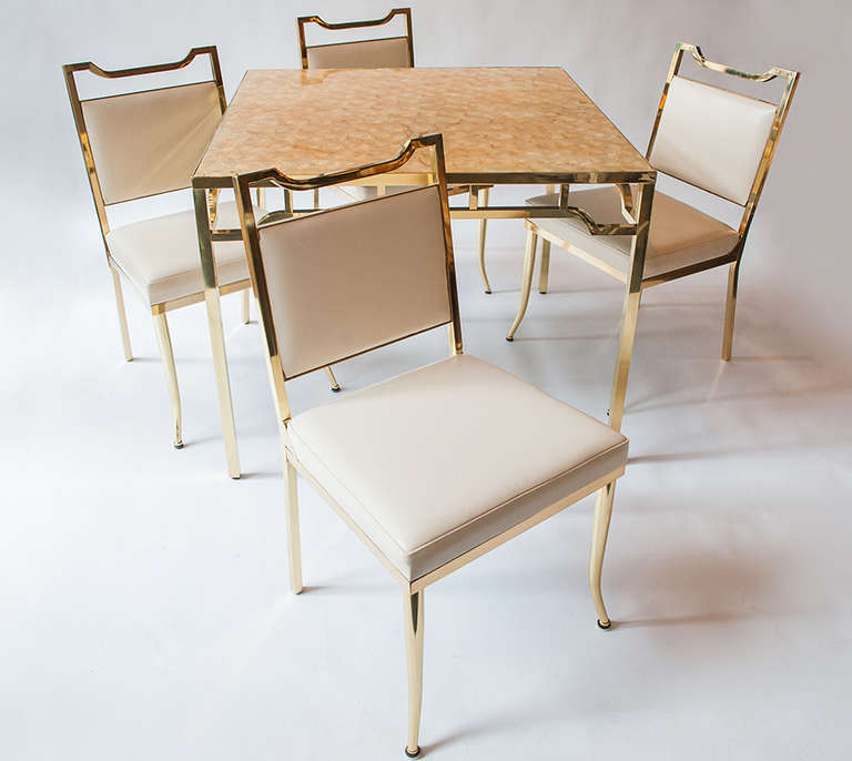 Laiton Ensemble table et chaise de William « Billy » Haines en vente