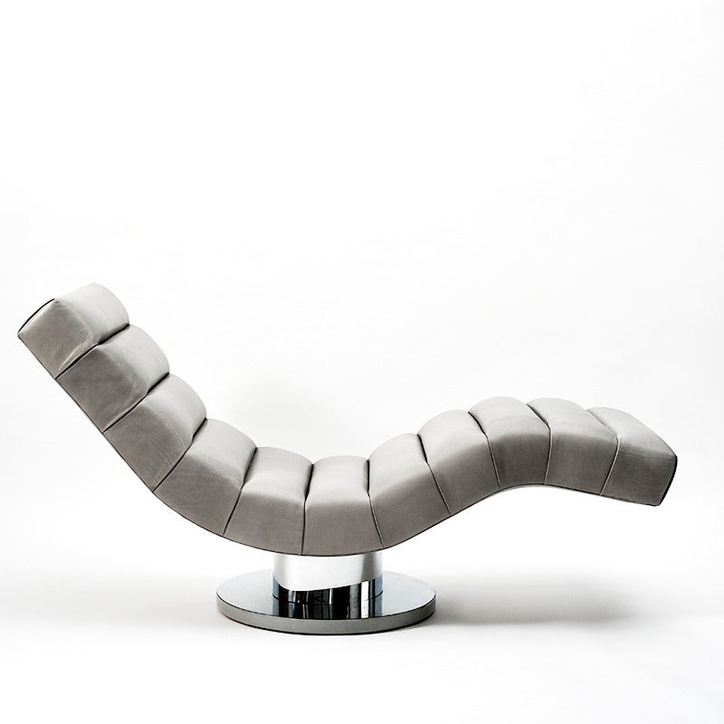 Milo Baughman, Leather Wave Chaise Longue, USA, circa 1970s In Excellent Condition In New York, NY