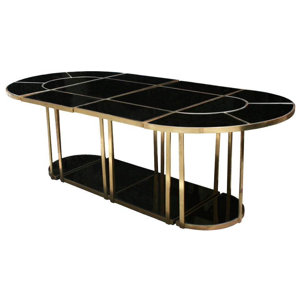 Bronze and Smoke Mirror Dining Table in the style of Gabriella Crespi, Italy