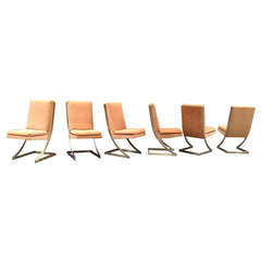 Milo Baughman, Six Bronze Dining Chairs, USA, circa 1970s