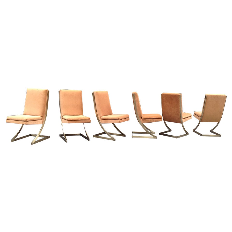 Milo Baughman, Six Bronze Dining Chairs, USA, circa 1970s