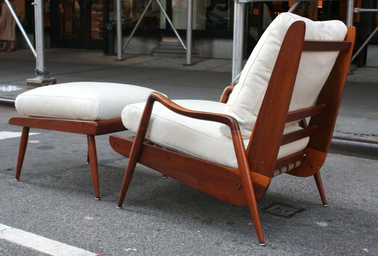 American New Hope Lounge Chair and Ottoman by Phillip Lloyd Powell. c. 1960