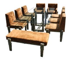 Vintage A Rare Custom Studio Sculpted Bronze Dining Suite by Paul Evans, USA, 1972