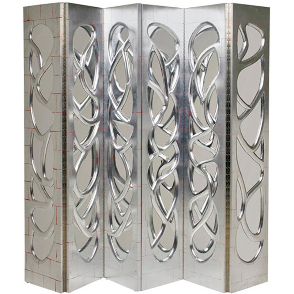 Pair of Silvered-Walnut Mirrored Screens by Phillip Lloyd Powell, 2000 For Sale