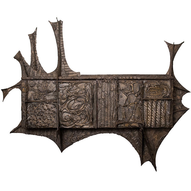 Paul Evans Freeform Sculpted Bronze Wall-Mounted Console, Usa, circa 1970s