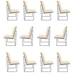 Set of 10 Leather and Chrome Dining Chairs by Milo Baughman, USA, Circa 1970