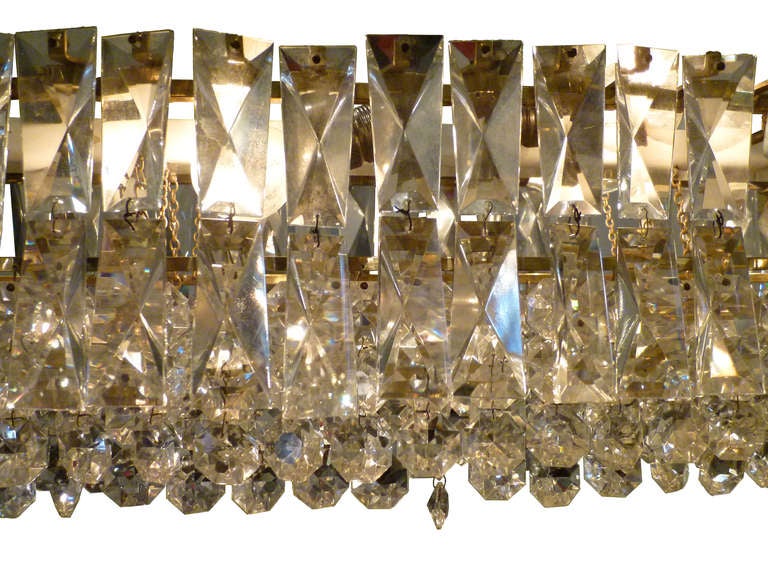 Austrian Crystal and Brass Box Chandelier, by J. & L. Lobmeyr, Vienna, circa 1960 For Sale