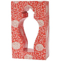 “After China Bottle” Red and White Cube Vase By Molly Hatch