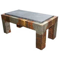 Patchwork Coffee Table with Slate Top by Paul Evans, USA, c.1970s.