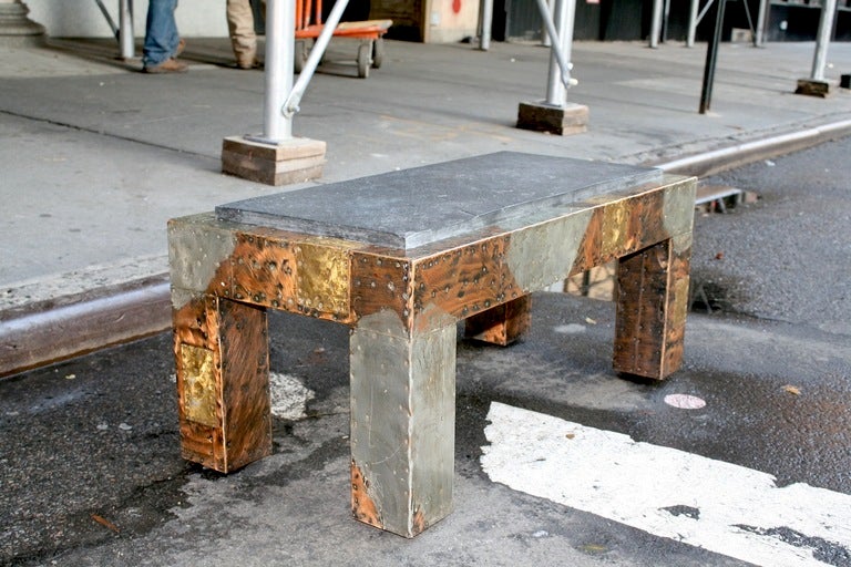 Patchwork Coffee Table with Slate Top by Paul Evans, USA, c.1970s.