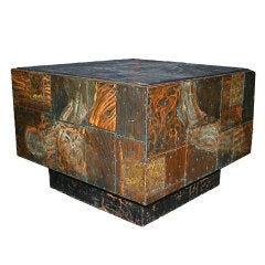 Vintage A Copper Patchwork Cube Table by Paul Evans, USA, c.1960s