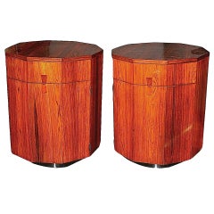 Pair of Decagonal Rosewood Drum Tables by Harvey Probber, USA, c. 1950s