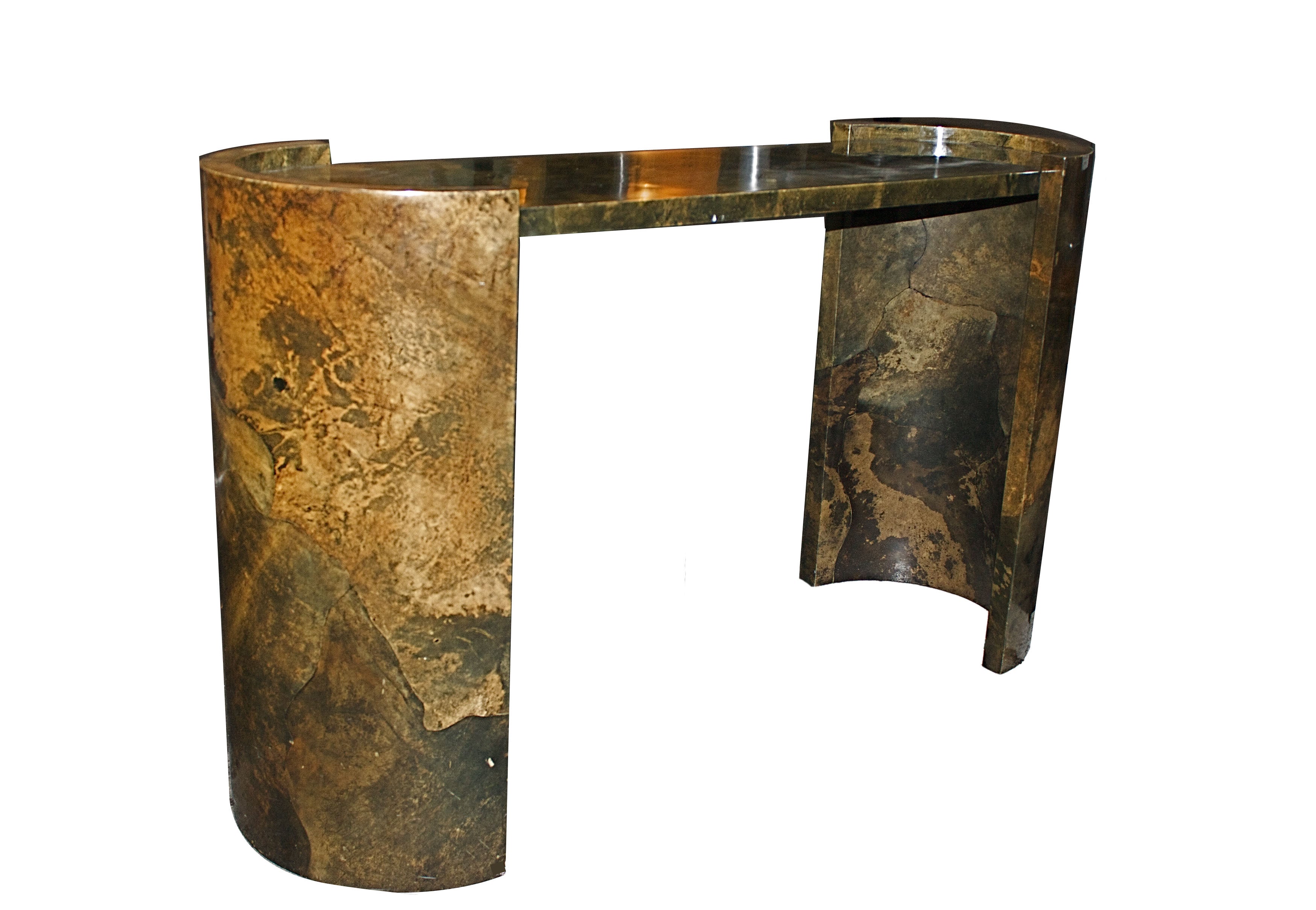 A Brown Lacquered- Goatskin Console by Karl Springer, USA, c. 1977