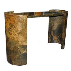 A Brown Lacquered- Goatskin Console by Karl Springer, USA, c. 1977