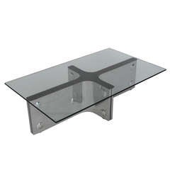 Stainless Steel and Wood Coffee Table