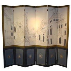 Vintage Mid Century Modern Six Fold Screen by R Davison 1951