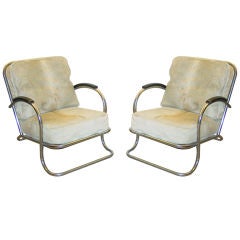 A Pair of Chrome Club Chairs, by K.E.M. Weber for Lloyd
