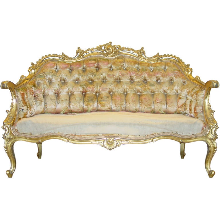 An Italian Rococo Style Giltwood Love Seat, Circa 1880