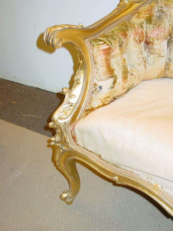19th Century An Italian Rococo Style Giltwood Love Seat, Circa 1880
