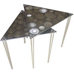 Used A Nest of Two Modern Steel Side Tables