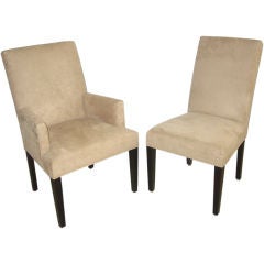 A Set of Six Black Lacquer Dining Chairs