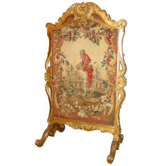 Antique A Louis XV Style Giltwood and Tapestry Firescreen
