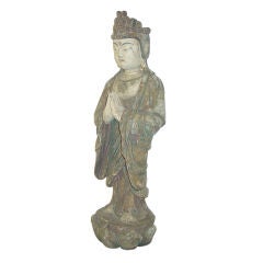 Vintage A Polychromed Standing Figure of Budda