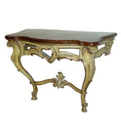 Antique An Italian Rococo Style Parcel-Silvered Cream Painted Console
