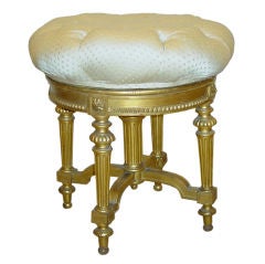 A Louis XVI Style Giltwood Piano Bench, Late 19th Century