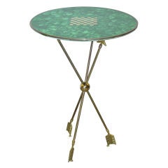 A Continental Neo-Classic Style Inlaid Malachite Brass Gueridon