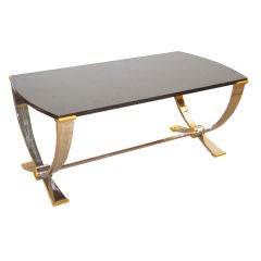 An Art Deco Style Bronze Mounted Chromed Steel Coffee Table