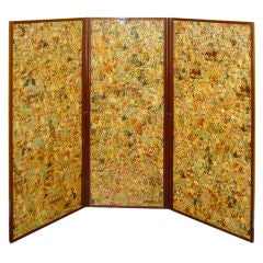 A Restauration Mahogany "Declomania" Three Panel Floor Screen