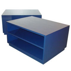 Vintage A Pair of Custom Royal Blue Formica Veneered Bedside Tables