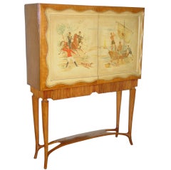 A French Polychromed Cherry Bar Cabinet