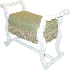 A Rococo  Style White Lacquered Window Bench