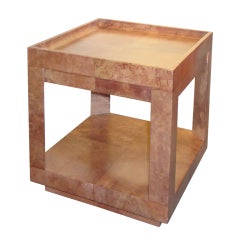 A Parchment Veneered Side Table, by Karl Springer