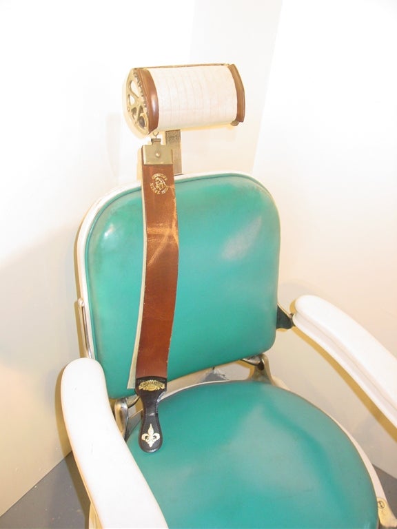 20th Century A Theo A. Koch Enamel and Chromed Cast Iron Barber Chair