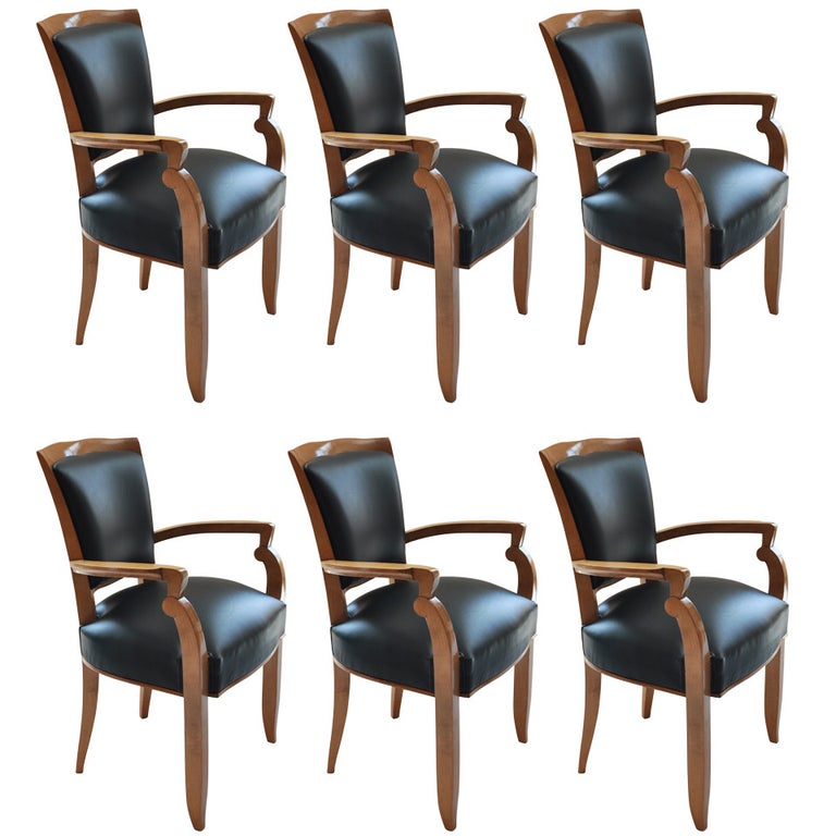 Set of Six Ocean Liner Armchairs by Jules Leleu For Sale