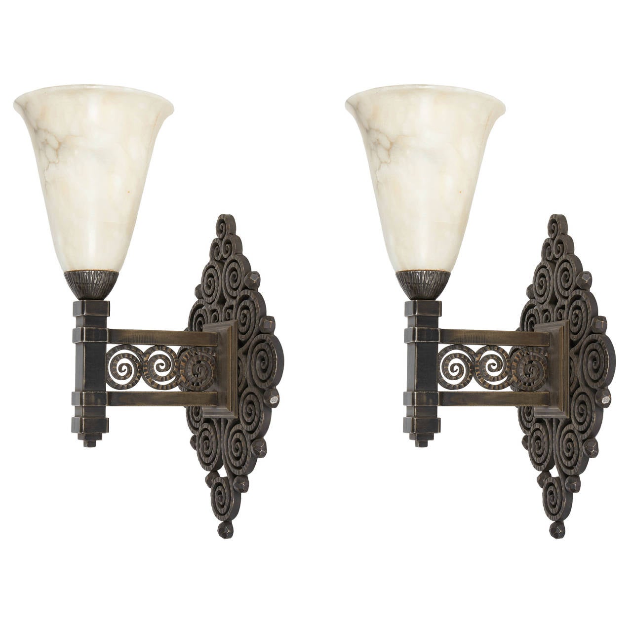 Pair of Edgar Brandt Wall Sconces For Sale at 1stdibs