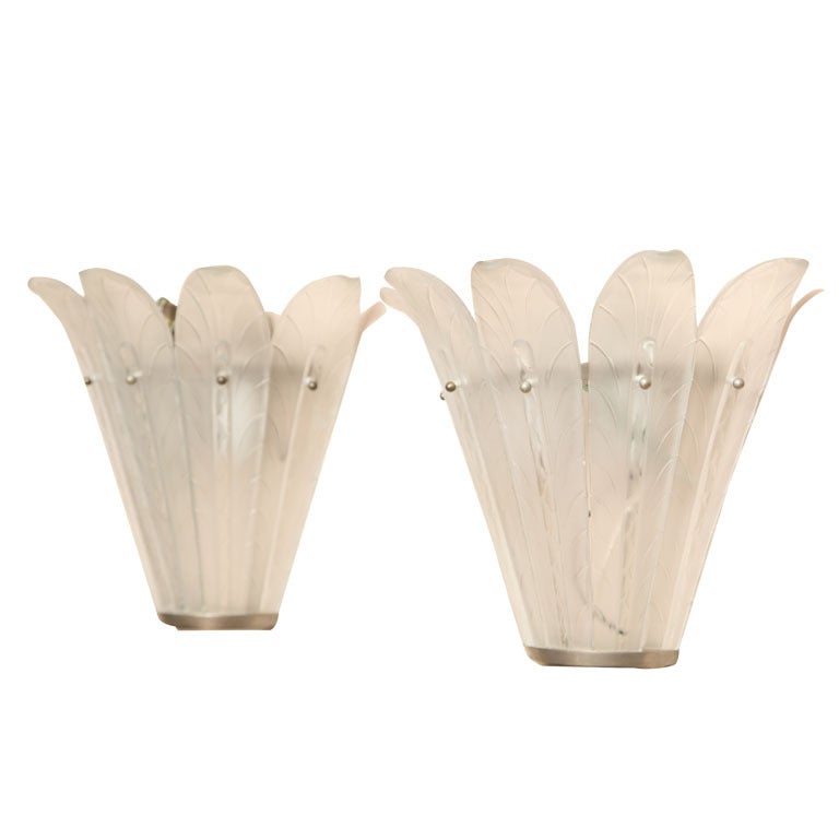 Pair of Art Deco Wall Sconces by Sabino For Sale